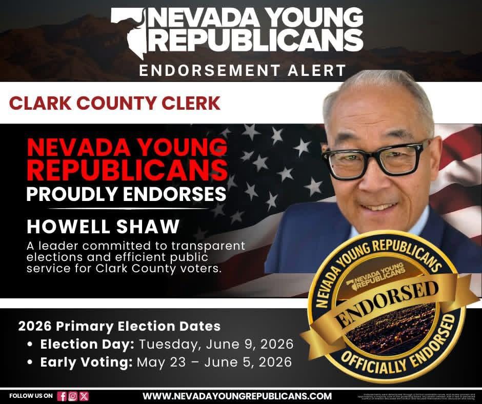 Nevada Young Republicans가 Clark County 클럭 후보 Howell Shaw를 자랑스럽게 지지합니다